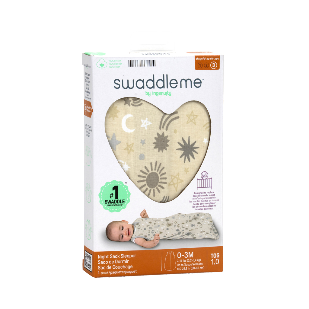 INGENUITY Vak spací bavlněný 1 TOG SwaddleMe™ Celestial Dance 0m+